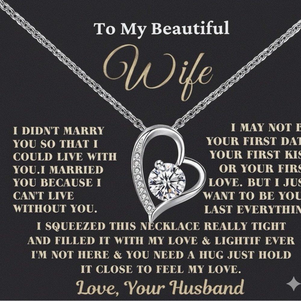 Silver Heart Necklace with Crystal Accent